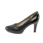 Черни дамски обувки с мемори пяна, на висок ток, естествена кожа - официални обувки за целогодишно ползване N 10008379