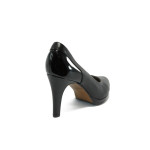 Черни дамски обувки с мемори пяна, на висок ток, естествена кожа - официални обувки за целогодишно ползване N 10008379