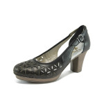Черни дамски обувки с висок ток, естествена кожа - всекидневни обувки за пролетта и лятото N 10008388
