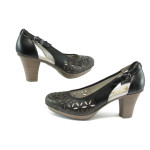 Черни дамски обувки с висок ток, естествена кожа - всекидневни обувки за пролетта и лятото N 10008388