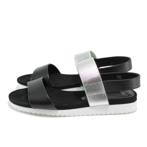 Черни дамски сандали, естествена кожа - всекидневни обувки за лятото N 10008390