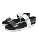 Черни дамски сандали, естествена кожа - всекидневни обувки за лятото N 10008390