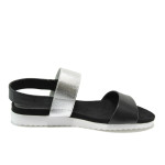 Черни дамски сандали, естествена кожа - всекидневни обувки за лятото N 10008390