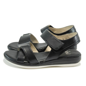 Черни ортопедични дамски сандали, естествена кожа - всекидневни обувки за лятото N 10008393