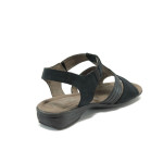 Черни дамски сандали, еко-кожа и текстилна материя - всекидневни обувки за лятото N 10008394