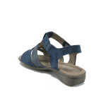 Тъмносини дамски сандали, еко-кожа и текстилна материя - всекидневни обувки за лятото N 10008408