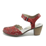 Червени дамски сандали, естествена кожа - всекидневни обувки за пролетта и лятото N 10008430