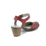 Червени дамски сандали, естествена кожа - всекидневни обувки за пролетта и лятото N 10008430