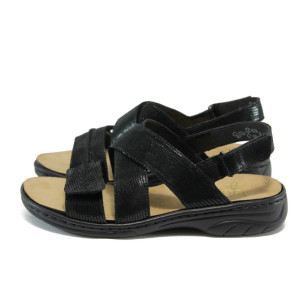 Черни дамски сандали, естествена кожа - всекидневни обувки за пролетта и лятото N 10008429