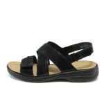 Черни дамски сандали, естествена кожа - всекидневни обувки за пролетта и лятото N 10008429
