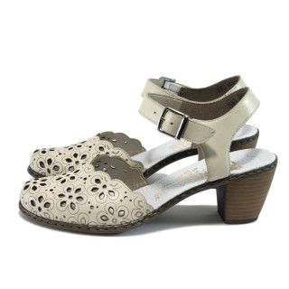 Светлобежови дамски сандали, естествена кожа - всекидневни обувки за пролетта и лятото N 10008431