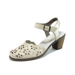 Светлобежови дамски сандали, естествена кожа - всекидневни обувки за пролетта и лятото N 10008431