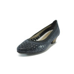 Сини дамски обувки със среден ток, естествена кожа с крокодилска шарка - всекидневни обувки за пролетта и лятото N 10008437
