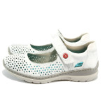 Бели дамски обувки с равна подметка, естествена кожа - всекидневни обувки за пролетта и лятото N 10008455