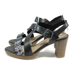 Черни дамски сандали с мемори пяна, естествена кожа и текстилна материя - всекидневни обувки за лятото N 10008451