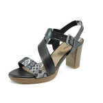 Черни дамски сандали с мемори пяна, естествена кожа и текстилна материя - всекидневни обувки за лятото N 10008451