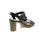 Черни дамски сандали с мемори пяна, естествена кожа и текстилна материя - всекидневни обувки за лятото N 10008451