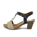 Бежови дамски сандали, естествена кожа - всекидневни обувки за пролетта и лятото N 10008459