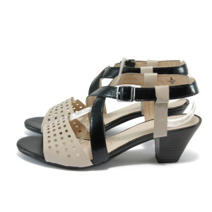 Черни дамски сандали, естествена кожа - всекидневни обувки за лятото N 10008461