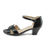 Черни дамски сандали, естествена кожа - всекидневни обувки за лятото N 10008462