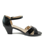 Черни дамски сандали, естествена кожа - всекидневни обувки за лятото N 10008462