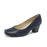 Тъмносини дамски обувки със среден ток, естествена кожа - всекидневни обувки за пролетта и лятото N 10008464