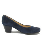 Тъмносини дамски обувки със среден ток, естествена кожа - всекидневни обувки за пролетта и лятото N 10008464
