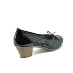 Черни дамски обувки със среден ток, естествена кожа и текстилна материя - всекидневни обувки за пролетта и лятото N 10008518