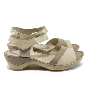 Бежови дамски сандали, естествена кожа - всекидневни обувки за лятото N 10008519