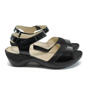 Черни дамски сандали, естествена кожа - всекидневни обувки за лятото N 10008520