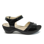 Черни дамски сандали, естествена кожа - всекидневни обувки за лятото N 10008520