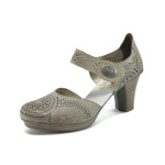 Бежови дамски обувки с висок ток, естествена кожа - всекидневни обувки за пролетта и лятото N 10008528