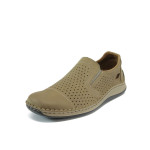 Бежови мъжки обувки, естествена кожа перфорирана - всекидневни обувки за пролетта и лятото N 10008526