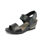 Черни дамски сандали, естествена кожа - всекидневни обувки за лятото N 10008529