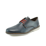 Сини мъжки обувки, естествена кожа перфорирана - всекидневни обувки за пролетта и лятото N 10008597