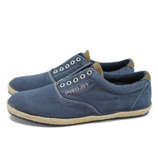 Сини мъжки спортни обувки, текстилна материя - всекидневни обувки за пролетта и лятото N 10008599