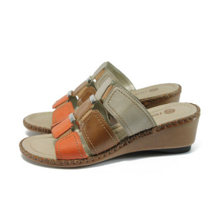 Червени ортопедични дамски чехли, естествена кожа - всекидневни обувки за лятото N 10008652