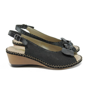 Черни ортопедични дамски сандали, естествена кожа - всекидневни обувки за лятото N 10008653