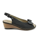Черни ортопедични дамски сандали, естествена кожа - всекидневни обувки за лятото N 10008653