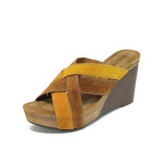 Анатомични кафяви дамски чехли, естествен велур - всекидневни обувки за лятото N 10008696
