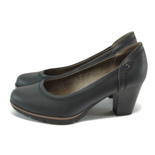 Черни дамски обувки с висок ток, здрава еко-кожа - официални обувки за целогодишно ползване N 10008870