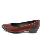 Винени дамски обувки със среден ток, естествена кожа - всекидневни обувки за пролетта и лятото N 10008917