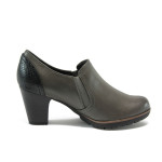 Сиви дамски обувки с висок ток, здрава еко-кожа - всекидневни обувки за пролетта и есента N 10008964