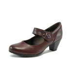 Винени дамски обувки с висок ток, здрава еко-кожа - всекидневни обувки за пролетта и есента N 10008965