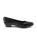 Черни дамски обувки със среден ток, естествена кожа - всекидневни обувки за пролетта и лятото N 10008991