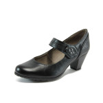 Черни дамски обувки с висок ток, здрава еко-кожа - всекидневни обувки за пролетта и есента N 10008992