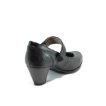 Черни дамски обувки с висок ток, здрава еко-кожа - всекидневни обувки за пролетта и есента N 10008992