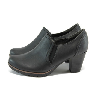 Черни дамски обувки с висок ток, здрава еко-кожа - всекидневни обувки за пролетта и есента N 10008993