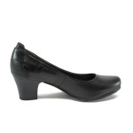 Черни дамски обувки със среден ток, естествена кожа и еко-кожа - всекидневни обувки за пролетта и есента N 10008994