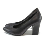 Кафяви дамски обувки с мемори пяна, висок ток, качествен еко-велур - официални обувки за целогодишно ползване N 10008997